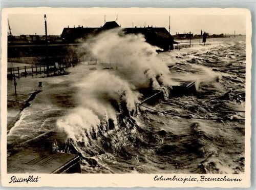Bremerhaven 1938 Columbuspier Sturmflut