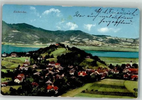 Kochel 1913 Panorama des Ortes am Kochelsee mit Pfarrkirche St. Michael Verlag Purger & Co. No. 10959