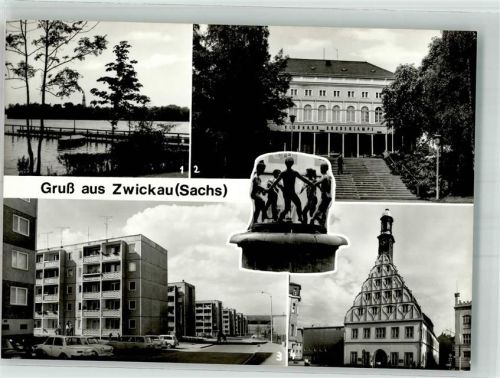 Zwickau Schwanenteich Klubhaus Grubenlampe Neubaugebiet Planitz Gewandhaus Fotograf Hoffmann VEB Foto-Verlag
