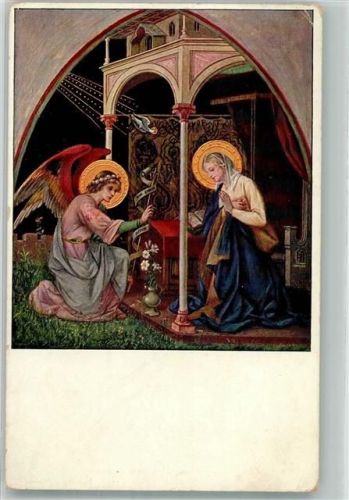 1910 sign. Fuchs Verkündigung Engel Gabriel mit Maria