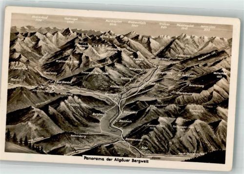 Oberstdorf 1953 Panorama der Allgäuer Bergwelt
