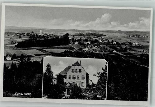 Eging Panorama des Ortes mit Pfarrkirche St. Ägidius und Schule Fotograf Eltner
