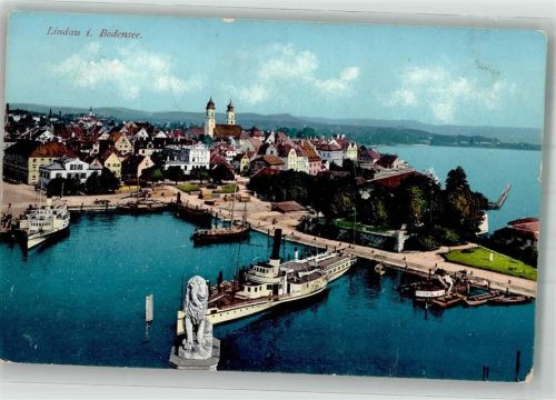 Lindau 1911 Panorama des Ortes mit Hafen und Münster Unserer Lieben Frau Bodenseeschiff Verlag Purger & Co. Nr. 8688