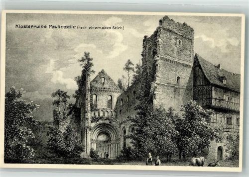 Paulinzella Kloster Ruine Stich auf AK