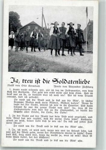 Text des Liedes Ja treu ist die Soldatenliebe von Kermbach/Fleßburg Fotograf Horst Frege Verlag Robert Franke 103