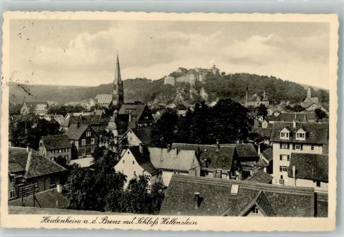 Heidenheim 1938 Panorama des Ortes mit Pauluskirche und Schloss Hellenstein Verlag Trinks & Co. Nr. 3