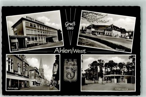 Ahlen 1965 Kaserne Bahnhof Sparkasse Oststrasse
