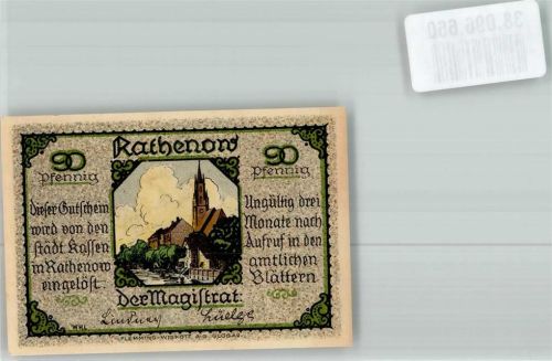 14712 O1830 Rathenow Notgeldschein Notgeld 90 Pfennig