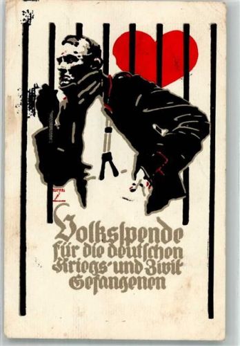 1917 sign. Maison Fritz Volksspende f.d. deutsche Kriegs- u. Zivil Gefangenen 1916 Künstlerkarte