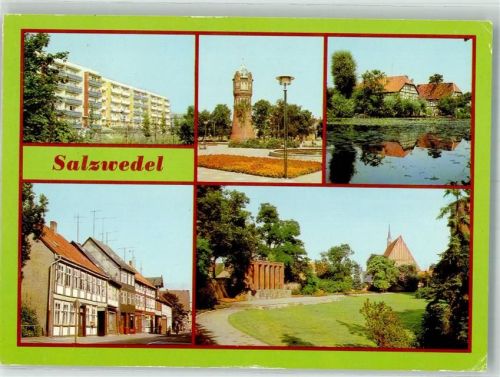 Salzwedel 1990 Wasserturm Friedrichsring Pfefferteich Straße der Jugend Burggarten