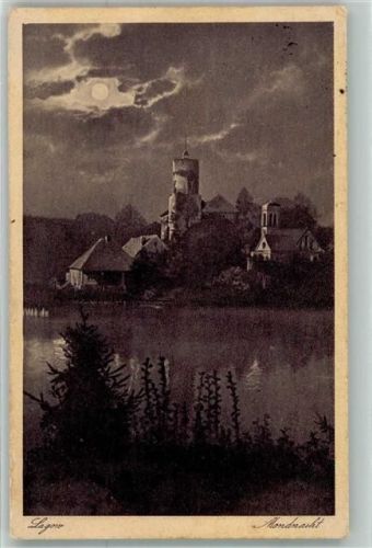 Lagow 1924 Johanniterburg im Mondschein Märkische Landschaften