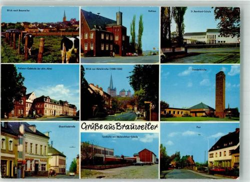 Brauweiler Rathaus St. Bernhard Schule Prälatur-Gebäude Ehrenfriedstraße Abteikirche Gnadenkirche Postamt Turnhalle mit Melanchthonschule