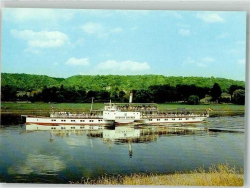 Dresden Raddampfer Kurort Rathen der Weißen Flotte Fotograf Berthold VEB Bild und Heimat Bordstempel