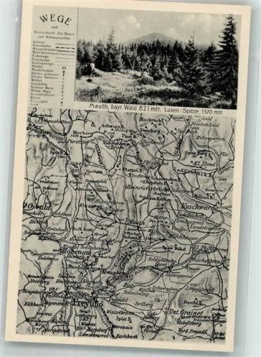 Mauth Wegekarte Routenkarte Bayrischer Wald Lusen-Spitze