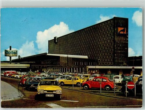 Braunschweig 1984 Hauptbahnhof Auto VW Käfer Werbung Rollei
