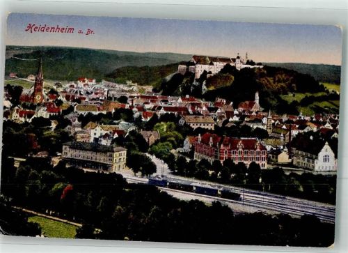 Heidenheim Panorama des Ortes mit Pauluskirche Bahnhof und Schloss