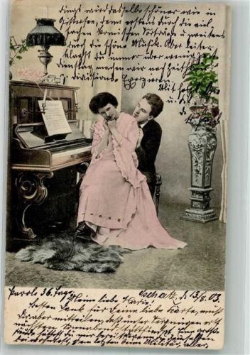 1903 Junger Mann mit seiner Frau am Klavier Poesie / Liebe
