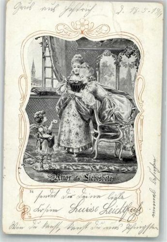 1901 Amor als Liebesbote im Jugendstilrahmen