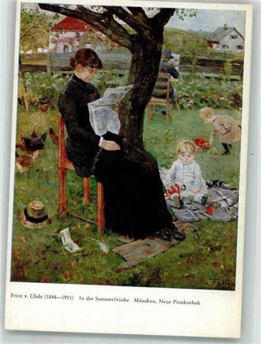 München sign. von Uhde In der Sommerfrische in der Neuen Pinakothek Wiechmann-Verlag Nr. 2243