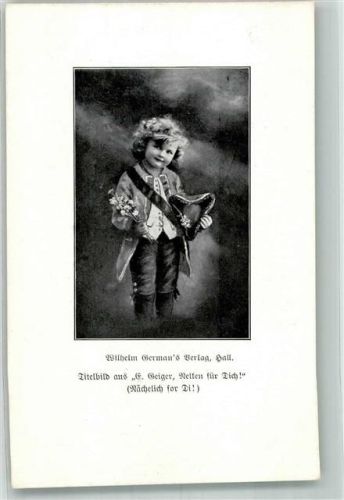 Titelbild aus E. Geiger Nelken für Dich! Kleines Kind mit Blumenstrauß Wilhelm German's Verlag Hall
