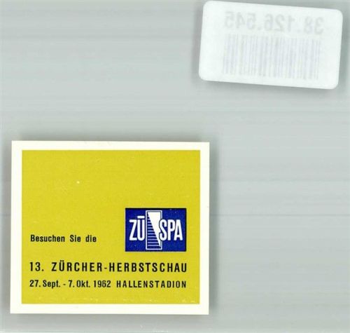 Zürich Zu Spa Züricher Herbstschau 27.9.-7.10.1962 Hallenstadion