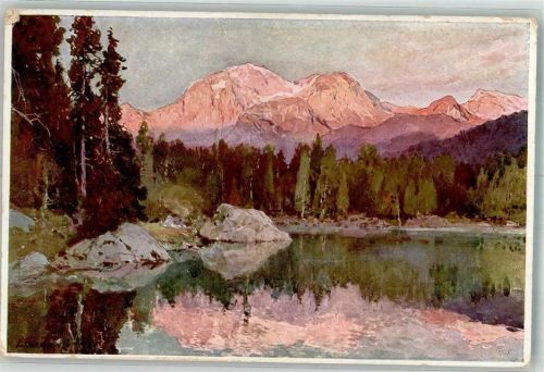 Hintersee mit Göll im Alpenglühen Alpiner Kunstverlag Eugen Richter Nr. 15