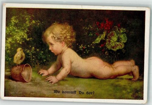 Baby im Gespräch mit einem Küken Nr. 1039