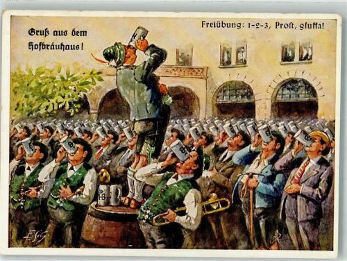 München Humor Hofbräuhaus Bierkrug Freiübung Münchener Bildkunst August Lengauer Nr. 3047