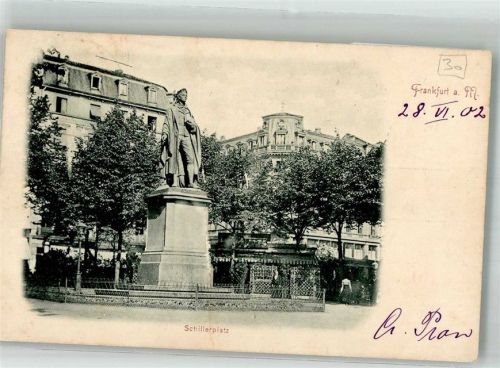 Frankfurt 1902 Schillerplatz mit Denkmal Verlag Klement