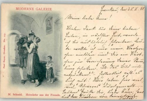 1898 sign. Schmid M. Heimkehr aus der Fremde Moderne Galerie Paul Bayer No. 117
