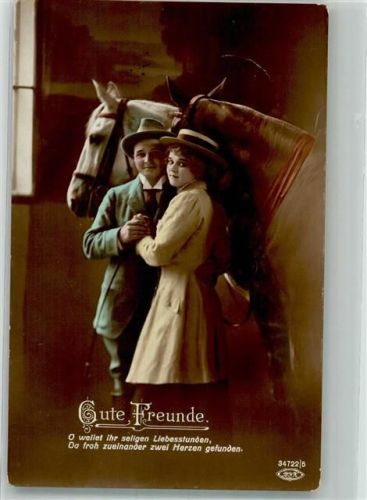 1917 Liebespaar mit zwei Pferden Poesie / Liebe BNK 34722/5