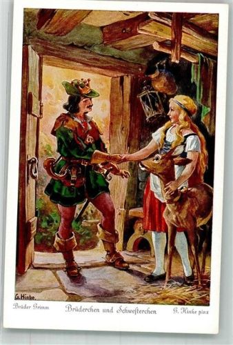 sign. Hinke Szene aus Brüderchen und Schwesterchen der Brüder Grimm Uvachrom Nr. 4543 Serie 269