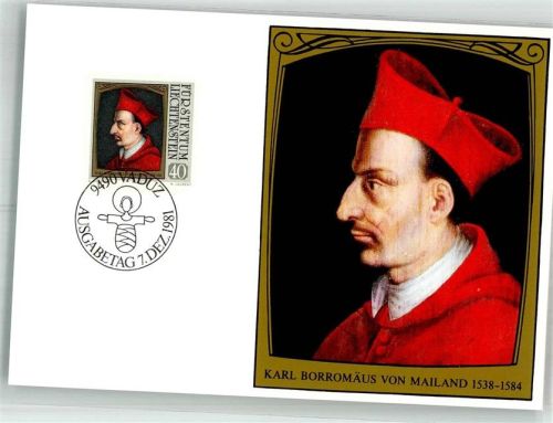 Vaduz 1981 Portrait von Karl Borromäus von Mailand Sonderstempel Sondermarken Gemälde berühmter Gäste