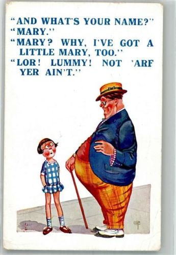 1931 Beleibter Mann und das kleine Mädchen Mary Künstlerkarte