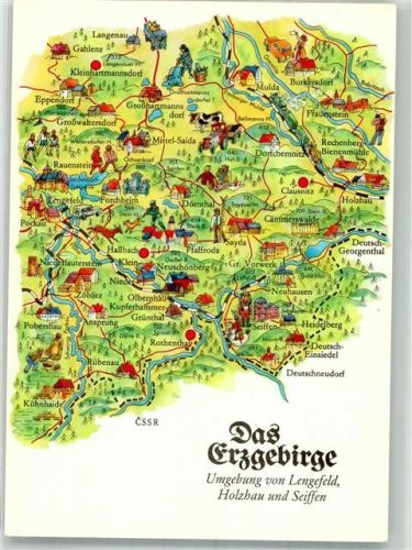 Lengefeld Landkarte Das Erzgebirge