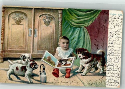 1906 Unter uns Baby Hund u. Welpen Nachttopf