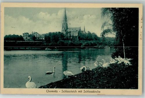 Chemnitz 1917 Schlossteich Schwäne