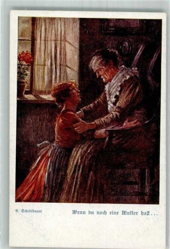 sign. Schedlbauer Tochter kniet vor der greisen Mutter Deutscher Schulverein Nr. 1163