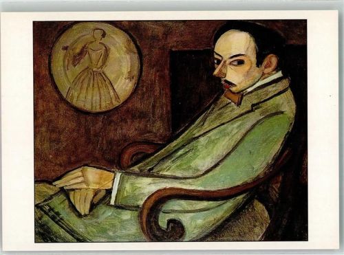 Paris sign. Le Fauconnier Pierre-Jean Jouve im Musee National d'Art Moderne Künstlerkarte mit Informationen Postkubismus