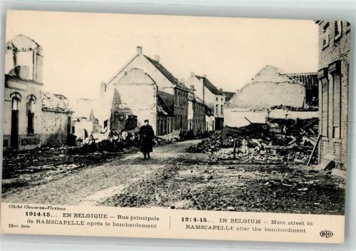 Knokke-Heist Ramskapelle WK I 1914-15 Main Street Ruinen