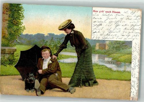 1904 Humor Max geh` nach Hause Frau Mann Spitz