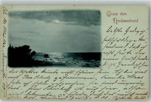 Borkum 1898 Der Nordseestrand bei Nacht Verlag Römmler & Jonas 5838 Ort lt. Stempel