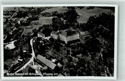Andechs 1938 Fliegeraufnahme vom Kloster und Erling