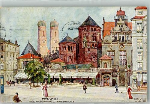 München 1911 Künstlerhaus und Synagoge Maschinenstempel