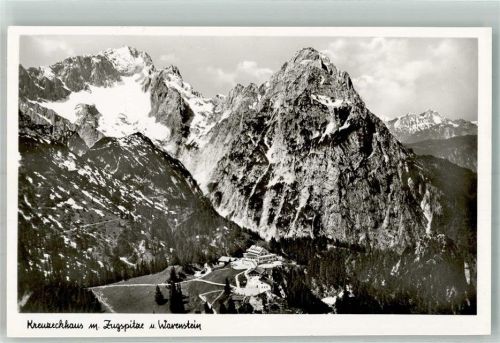 Garmisch-Partenkirchen Fliegeraufnahme Kreuzeckhaus m. Zugspitze u. Warenstein