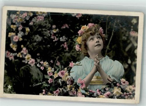 Paris 1905 Mädchen mit einem Haarkranz aus Blumen Ort lt. Fotograf Stebbing