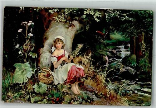 sign. Dieffenbach Waldeinsamkeit Junge Frau an einem Wildbach Stengel & Co. 29310
