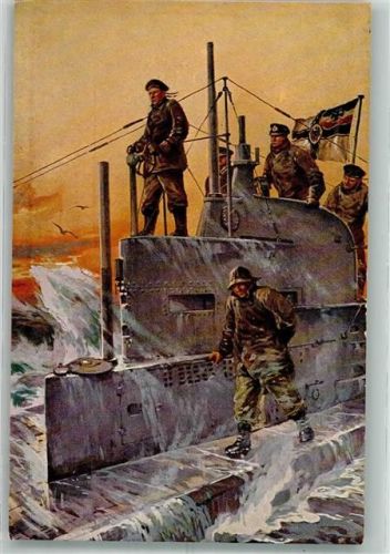 1917 Auf dem Kommandoturm eines U-Bootes Marine WK I