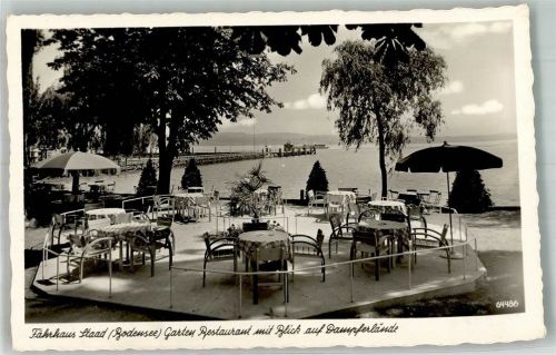 Staad Gasthaus Fährhaus Staad Terrasse mit Seebrücke Notopfermarke