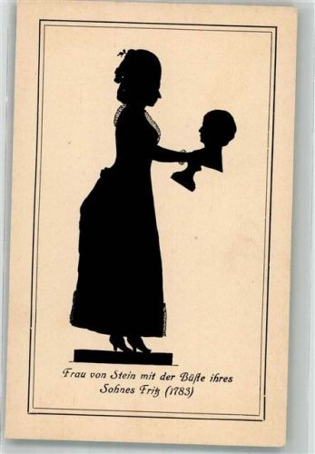 Historische Goethe-Silhouetten von 1783 Frau von Stein mit der Büste ihres Sohnes Fritz Serie 104 Verlag Stengel & Co. Nr. 1340